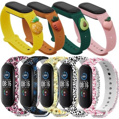 Doll Cartoon Flower Strap For Mi Band 4 3 Mi Band 5 6 Girls Or Boys Strap Watch Skin Watch Replacement Bracelet Wrist Watchband