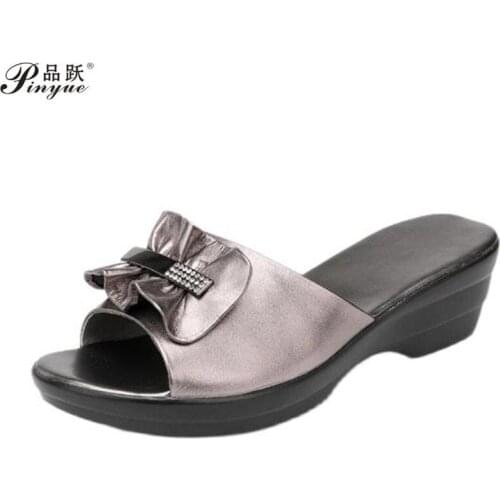 Genuine Leather Sandals Women Slippers Shoe Summer Platform Flip Flops Fashion Woman Anti-slip Beach Shoes