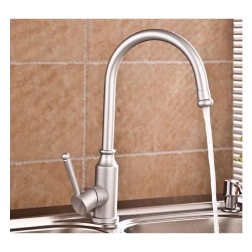 Satin aluminum no lead safe drinking kitchen sink faucet hot and cold single lever sink tap