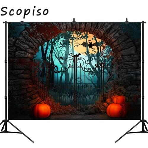 Scopiso Pumpkin Lamps Bats Halloween Party Theme Customized Vinyl Photography Backdrop Photo Background Studio Prop