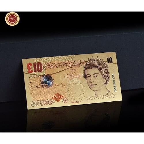 WR Fake Money United Kingdom 10 Pound Gold Foil Banknote with Coa Frame Euro Prop Money Bank Note Craft Gift Dropshiping