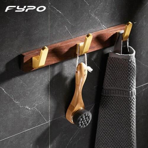 Fypo Wood Towel Hooks Bathroom Long Row Hooks Self Stick Wall Clothes Hooks Indoor Kitchen Hallway Bathroom Decorative Hooks