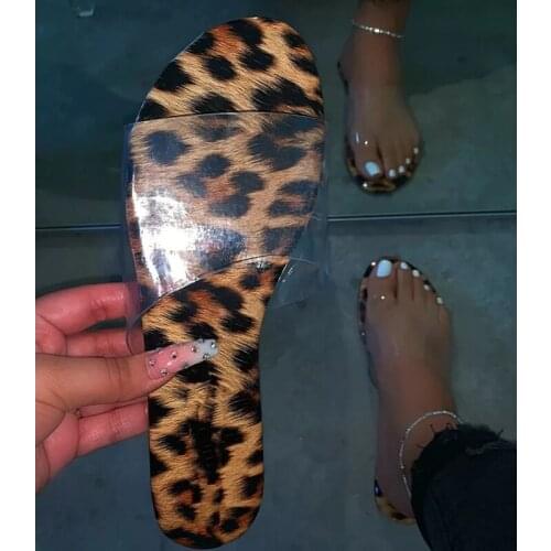 Hot Sale 2020 Women Rome Slippers Leopard Print Flat Sandals Flat Comfortable Open Toe Beach Slippers Plus Size 38-42