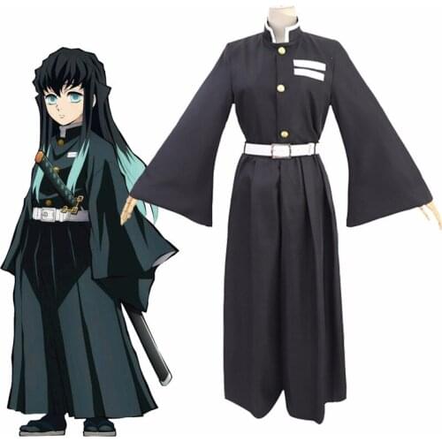 Demon Slayer Kimetsu no Yaiba Tokitou Muichirou Cosplay Costume Women Full Set Battle Kimono Uniform Halloween Party Costume Wig