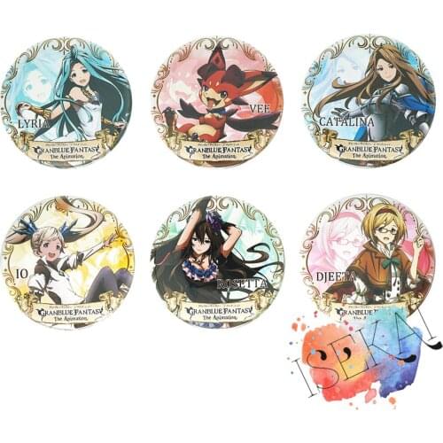 Granblue Fantasy Anime Badge VEE Djeeta Lyria Catalina IO Rosetta GBF Cute Metal Badge Brooch Pins