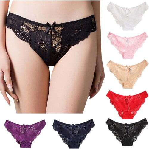 1PC Womens Sexy Low Waist Comfortable Hollow Lace Ruffle Bow Briefs Ladies Erotic Panties Underwear Lingeries Erotic Apparel