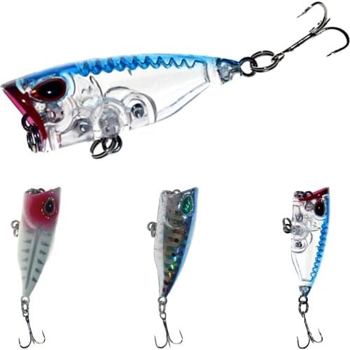 1PCS Mini Popper Fishing lure Model Hard Bait 7 colors 12# Hook Popper 3cm 4g Floating Top Water Baits