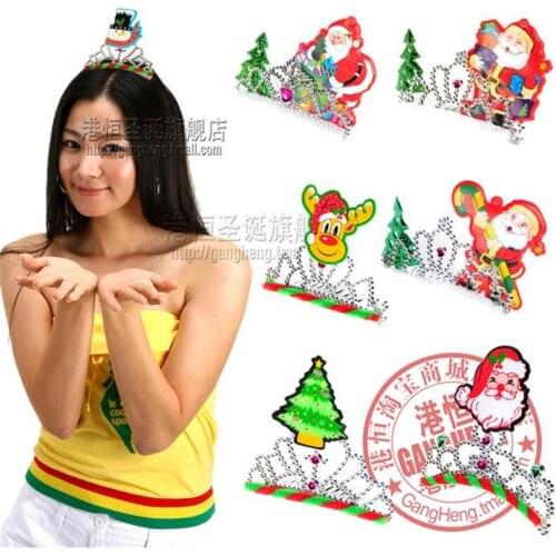 6pcs Christmas Headbanks Decoration Santa Claus Crown Headbands Christmas Tree HairBand Halloween Kids Gift 6pcs Free Shipping