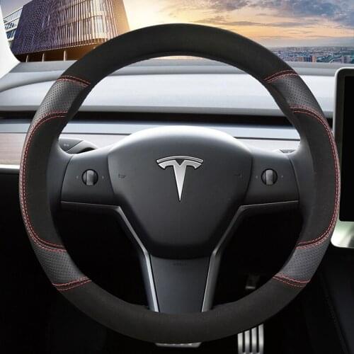 For Tesla Model 3 2017 2018 2019 2020 Car Steering Wheel Cover Non-slip Micro Fiber Leather Auto interior Accessories