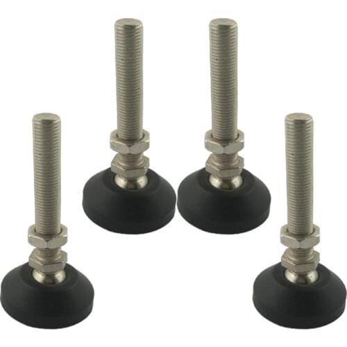 4pcs M10x80mm Adjustable Foot Cups Reinforced Nylon Base 50mm Diameter Articulated Feet M10 Thread Leveling Foot
