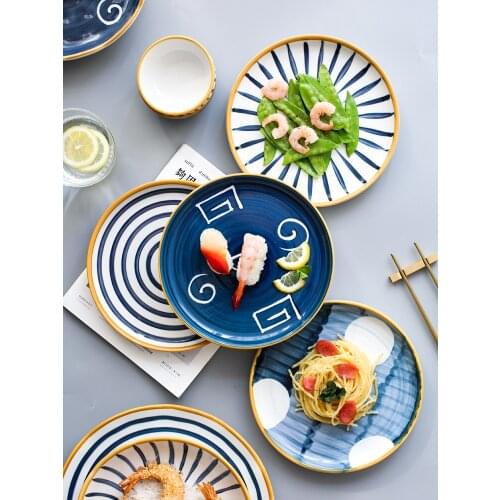 8 inch Japanese Ceramic Tableware Plate Dish Home Creative Fruit Western Food Steak Pasta Plate Breakfast Flat Plate Porcelain