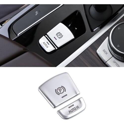 ABS Chrome 2pcs Car Auto H & P Buttons Handbrake Cover Sticker Trim For BMW 5 Series 2018 528 530 540li