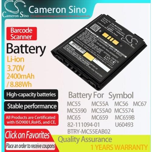 CameronSino Battery for Symbol MC55 MC55A MC56 MC65 MC67 MC5590 MC5574 fits Symbol 82-111094-01 U60493 Barcode Scanner battery