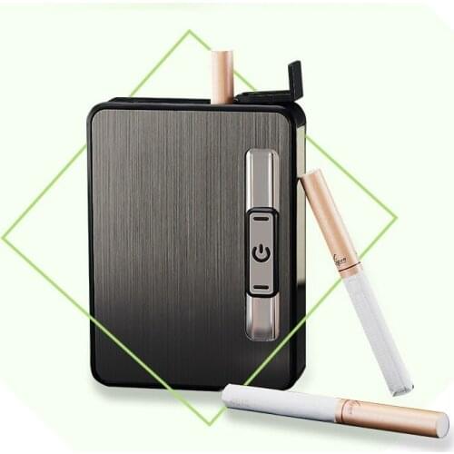 10 Pack of Automatic Cigarette Case with Charging Lighter Personalized Cigarette Case Charging USB Cigarette Lighter Men Gifts