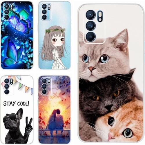 For Oppo Reno 6 5G Case Reno6 Pro Cute Cat Cover Silicone Soft Fundas Back Cover For Oppo Reno 6 Pro 6Pro+ 5G Phone Cases Bumper