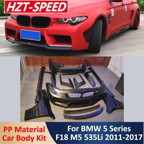 F10 F18 HM Wide Body Type Car Body Kit PP Unpainted Front Rear Bumper Fender Side Skirts For BMW 5 Series F18 M5 535Li 2011-2017