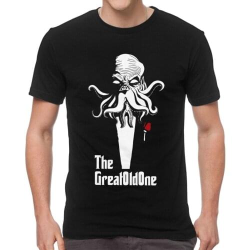 Cthulhu Tshirt Men Stylish Tees Top Cotton T Shirt Short Sleeve H.P. Lovecraft Octopus T-shirt Gift Idea Clothing