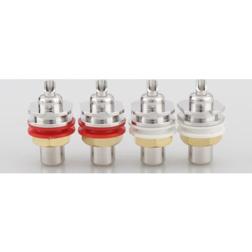 HiFi 4pcs rhodium plated Cardas GRFA Thick Female Jack RCA Connector Chassis Panel Mount Adapter Audio Terminal Plug