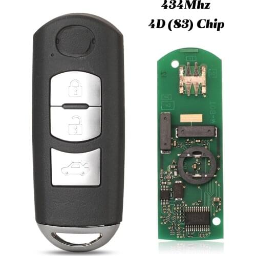 Jingyuqin 3Buttons VDO System For Mazda 6 2008-2012 Smart Remote Car Key FOB 434MHz 4D (83) Chip With Blade 5WK43403D