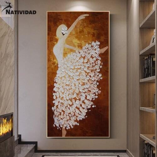 Abstract Ballet Girl Canvas Painting Modern Living Room Large Character Painting Wall Art Mural Oil Painting Poster Home Decor