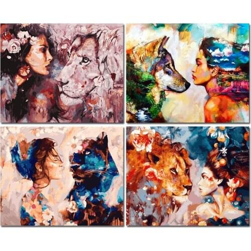 Beauty and Animals 5D DIY Painting Diamond Embroidery Cross Stitch Kits Diamond Painting Handicrafts Gift Home Decor