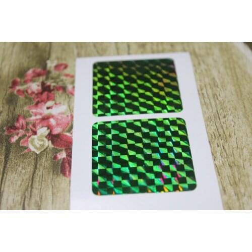 4cm Green Hologram square stickers