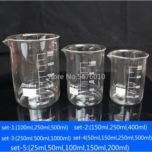1set Lab Glass Beaker Experiment Container GG-17 Borosilicate Glass Measuring Glassware High temperature resistance Beaker