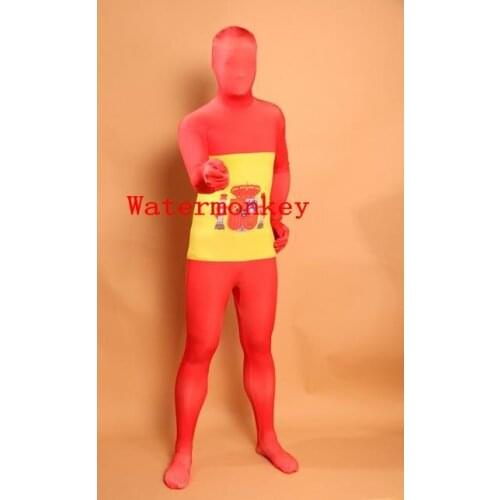Spanish spain Flag Zentai Second Skin Suit Spandex full bodysuit Fancy Dress Costumes can be customized