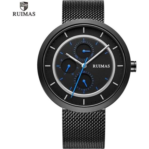 Mens Watches Luxury Brand Simple Fashion Sport Chronograph Male Watch Dress Quartz Watch Men Steel Mesh Band Wristwatch