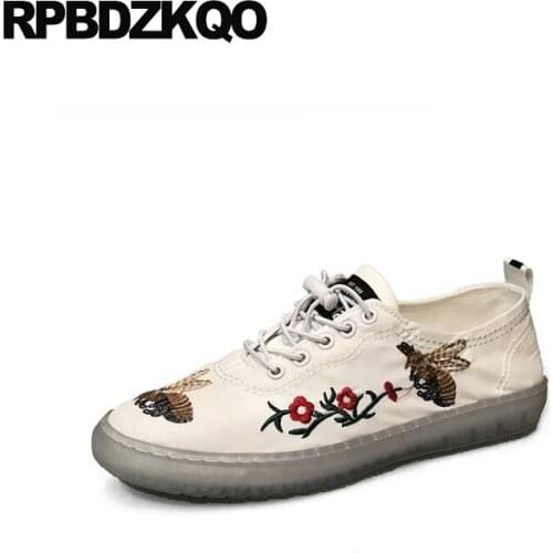 Shoes designer breathable casual sneakers white floral comfort men embroidered embroidery flower trainers skate chic lace up