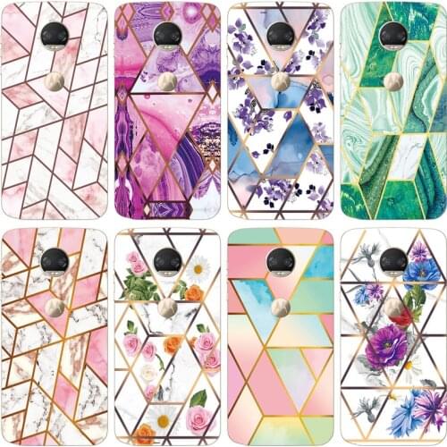 Soft Phone Case for Motorola MOTO Z2 Force XT1789-05 4G LTE Funda Glossy Colorful Silicone Phone Back Cover Geometric Marble