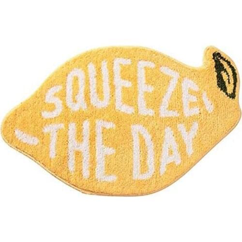 Soft Yellow Lemon Shape Bathroom Rug Children Fruit Pattern Non-Slip Bathroom Rug Absorbent Bath Mat