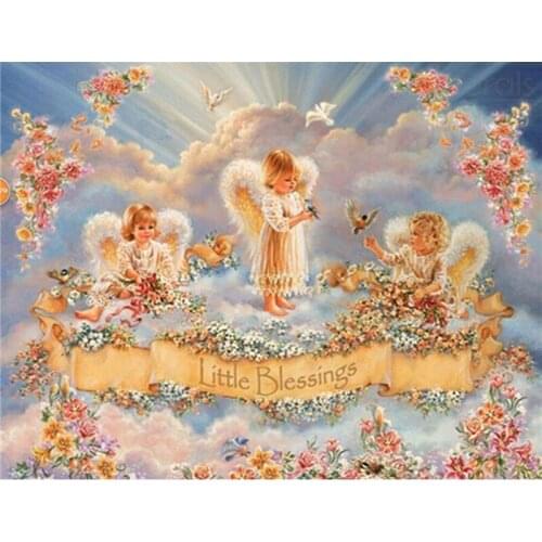 Cross Stitch Kit DIY Diamond Embroidery Three Little Angels Full Square/round Diamond Painting Mosaic Home Decor