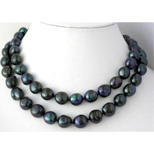 NEW 32" 8-9mm nature baroque black freshwater pearl necklace AAA