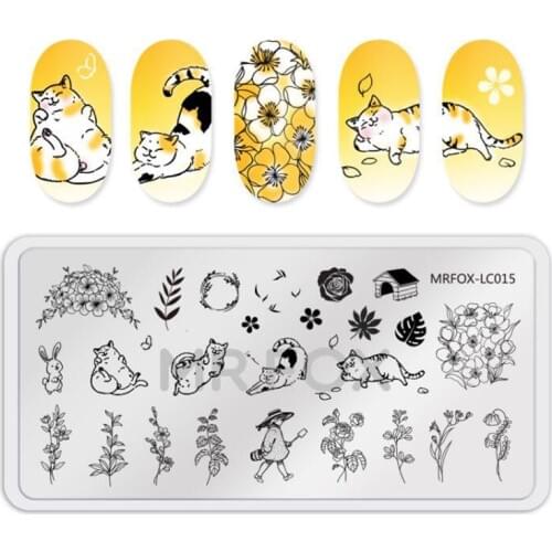 1PC Stamping Plates Geometric Lines Cute Animal Food Chinese Festive Style Image Stamping Stencil For Nail Polish Art