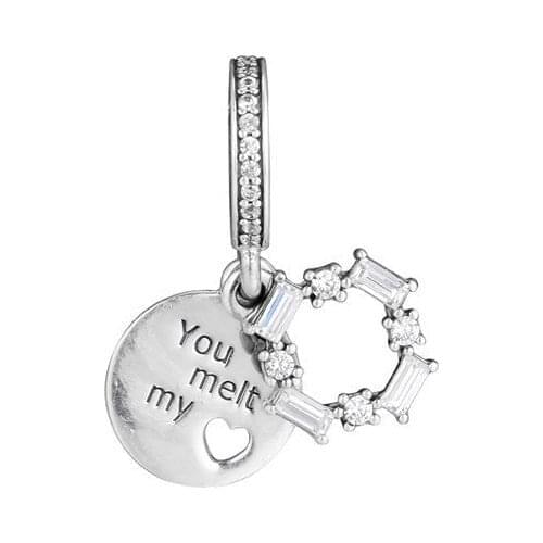 Clear CZ Ice Carving Dangle Charms for DIY Chain Bracelets Crystal 925 Sterling Silver Pendant Winter Snowflake Charms Jewelry