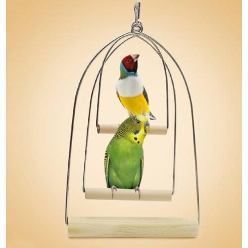 Natural Wooden Pet Birds U-shaped Perch Parrots Hanging Swing Cage Toys Stand Climbing Holder Pendant for Parakeet Macaw Cockati