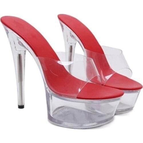 Transparent platform shoes sexy dancing shoes 15 cm high heel sandals, nightclub women pole dancing shoes
