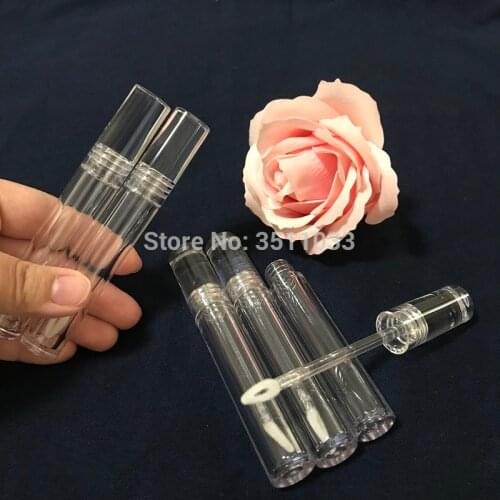 10/30/50pcs Empty Transparent Lip Gloss Container With Stoppers 5ml Clear Round Cosmetic Lip Oil Tube Lip Gloss Tube with Wand
