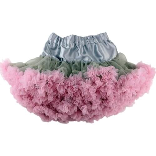 Girls Fluffy Pettiskirt Grey with pink hem Tutu Skirt more colors available Baby Girls Party Wear Birthday Dance Clothing
