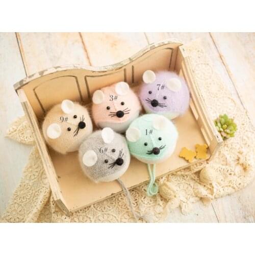 Dvotinst Newborn Photography Props Baby Soft Knit Cute Ears Mouse Bonnet Hats Fotografia Accessorio Studio Shoots Photo Props