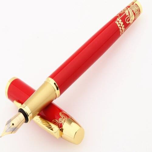 Luxury High Quality 8007 Red Golden Great Wall Student office Medium Nib fountain pen ink school supplies