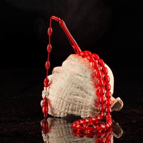 Silver Red Amber Gemstone Prayer Rosary Men Barley Cut Rosary With Silver Tassel Turkish Tasbih With Bead Model Tassel