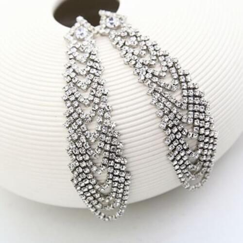 Euramerican popularity shining with rhinestone super-long bride earrings #E170
