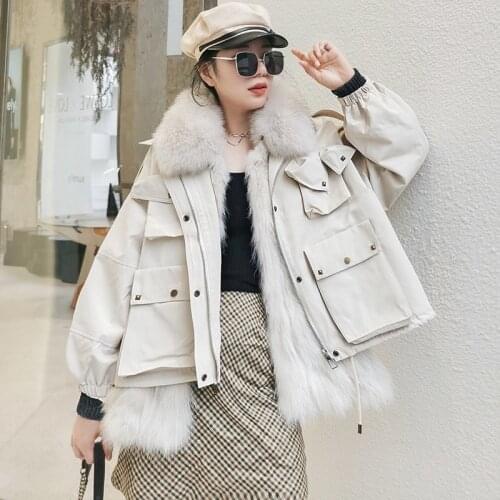 Real Raccoon Dog Fur Coat Women Short Female Jacket Autumn Winter Clothes Fox Fur Collar Korean Parka 2021 Ropa De Mujer Pph2616