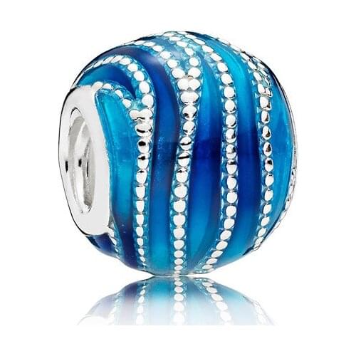 Blue vortex enamel bead charms fit pandora bracelet & necklace accessories diy pendant bangle for women gift
