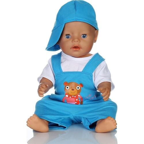 Blue Hat+T-shirt+Rompers Doll Clothes Wear fit 18 inch ,43cm zaps, Children best Birthday Gift N286