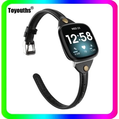 Toyouths Genuine Leather Watchband for Fitbit Versa 3 Womens Watch Accessories Replacement Wrist Strap Bands for Fitbit Versa 3