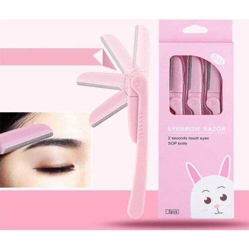 3PC Eyebrow Trimmer Mini Portable Painless Hair Remover Facial Body Eyebrow Razor Hair Beauty Cosmetic Tool Trimmer Tools Pink