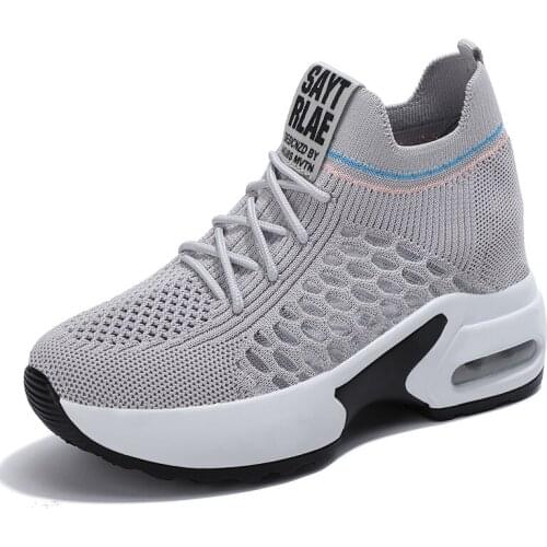 Flat Shoes Women 2021 New Casual Platform Zapatos De Mujer Air Cushion Pure Colour Sneakers Female Knitting Soft Loafers